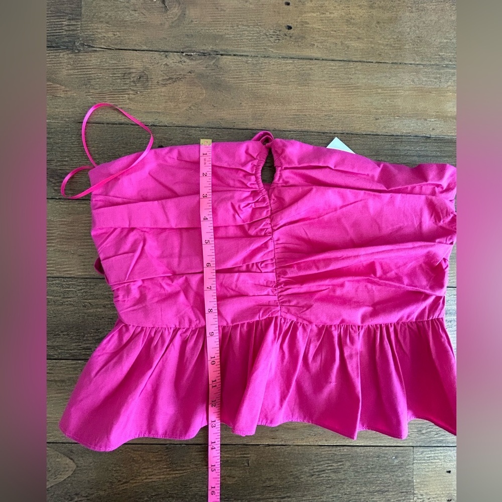 Boutique Peplum Hot Pink halter Summer  Top Rouched - Picture 5 of 5